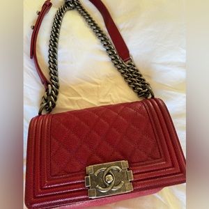 Chanel Boy Flap Bag Quilted Caviar Small